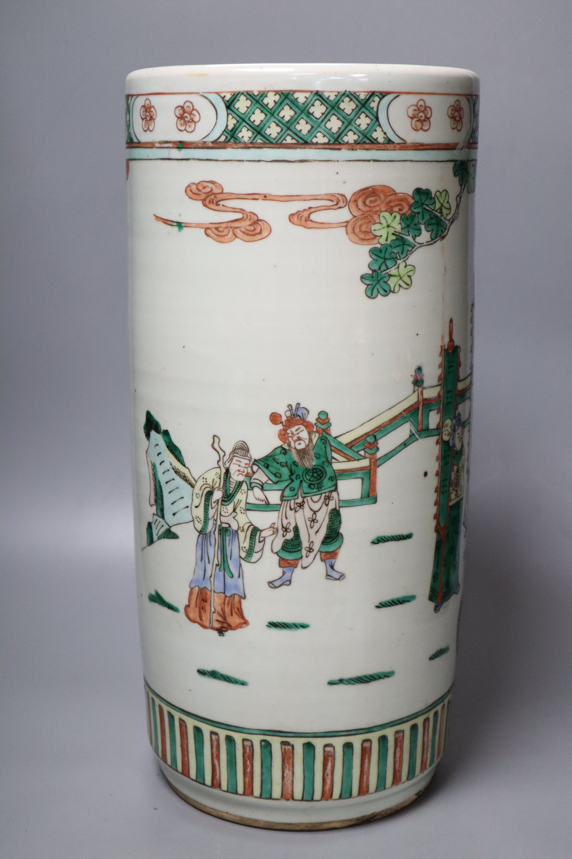 A Chinese famille verte stick stand, early 20th century, height 44cm